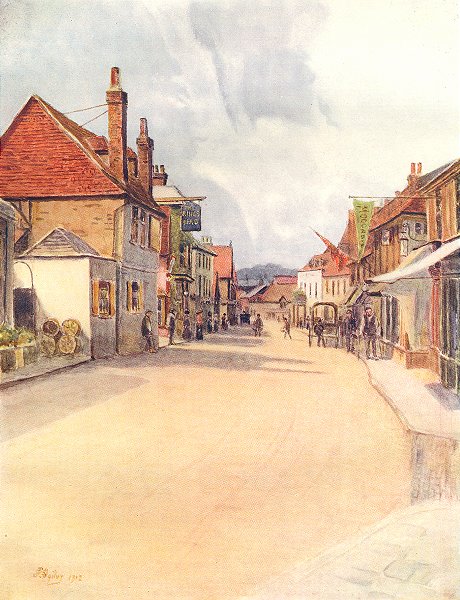 LEATHERHEAD. High Street. Surrey 1914 old antique vintage print picture