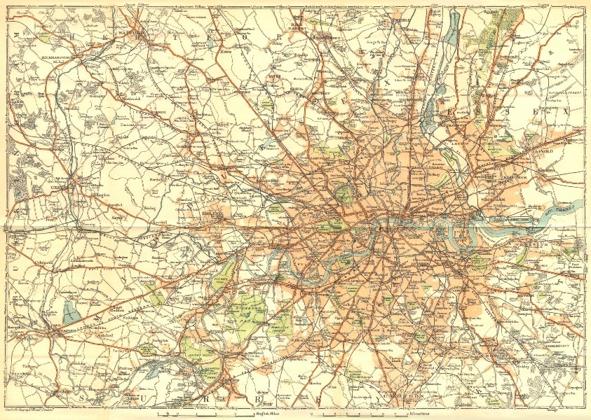 Associate Product LONDON. Area of 1924 old vintage map plan chart