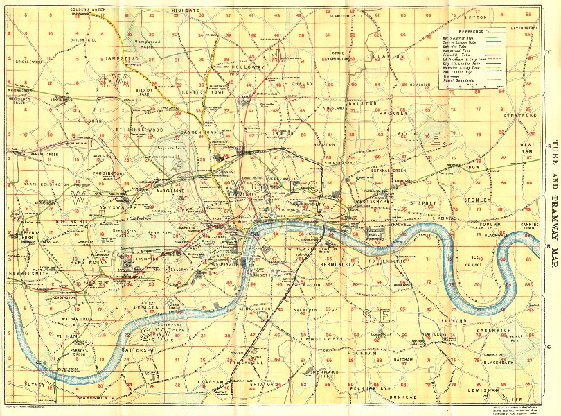 Associate Product LONDON. Tube & Tramway Map of 1924 old vintage plan chart