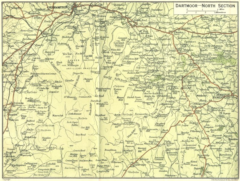 Associate Product DEVON. Dartmoor-North 1924 old vintage map plan chart