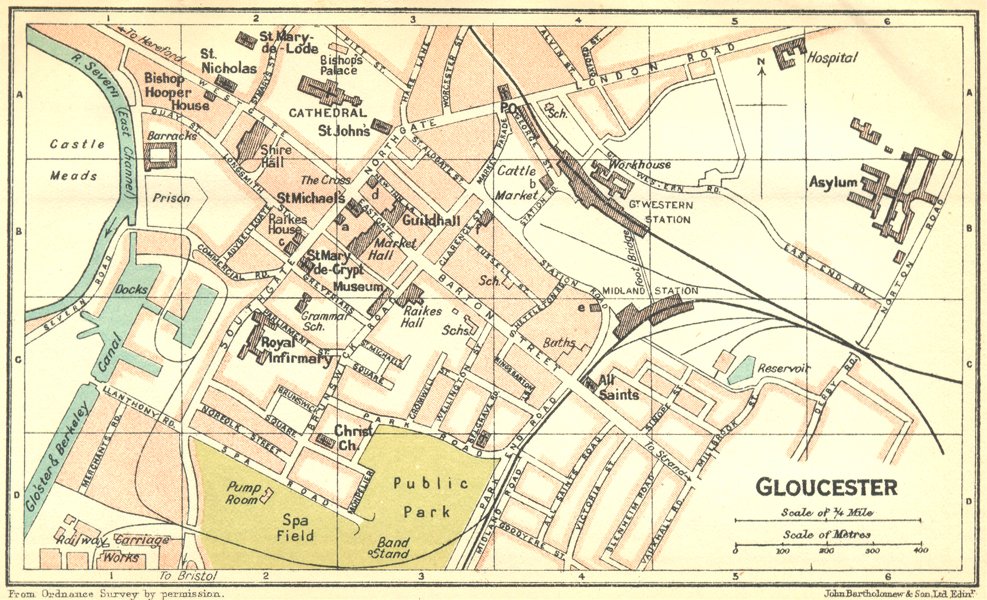 Associate Product GLOS. Gloucester Town Plan 1924 old vintage map chart