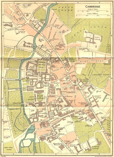 Associate Product CAMBS. Cambridge Town Plan 1924 old vintage map chart