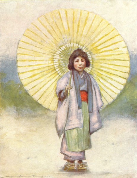 Associate Product JAPAN. Child & Umbrella 1904 old antique vintage print picture