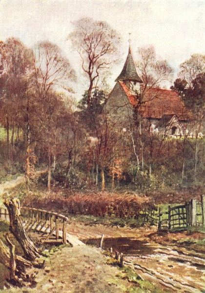 Associate Product SURREY. Wey valley. Pyrford Church, Woking 1912 old antique print picture