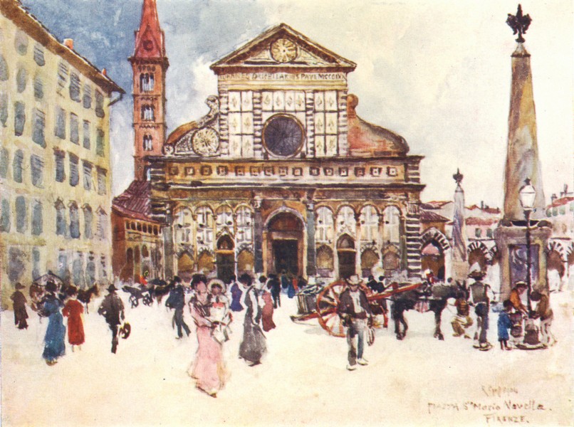 FLORENCE FIRENZE. Piazza Santa Maria Novella. Italy 1905 old antique print