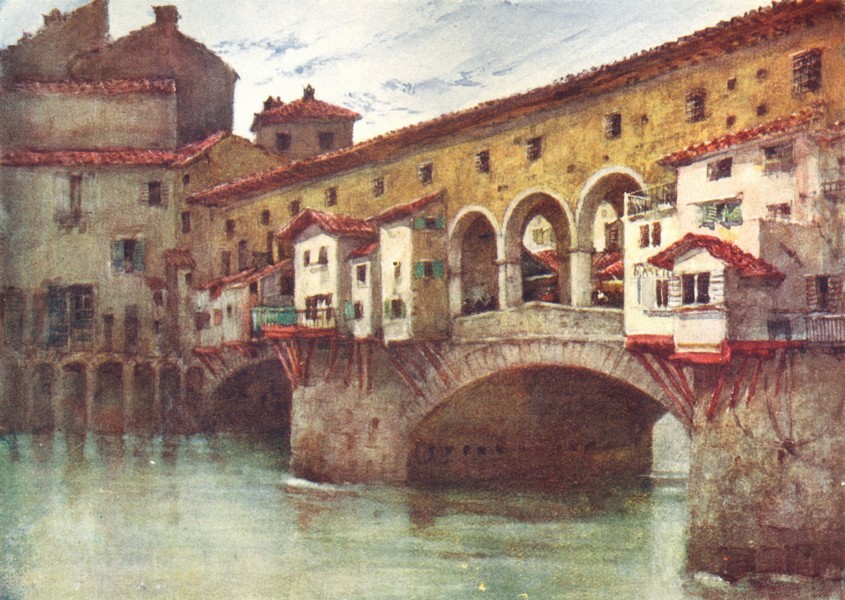 FLORENCE FIRENZE. Ponte Vecchio & Houses of the Via de' Bardi. Italy 1905