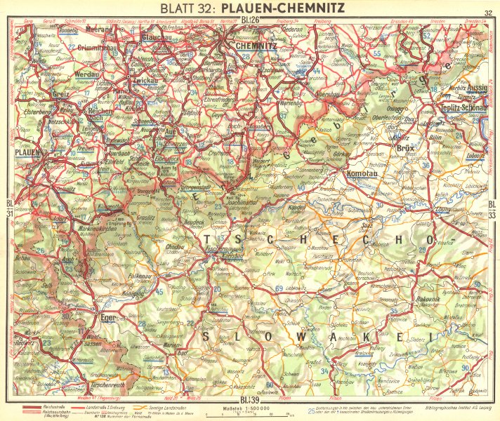 Associate Product GERMANY. Plauen-Chemnitz 1936 old vintage map plan chart