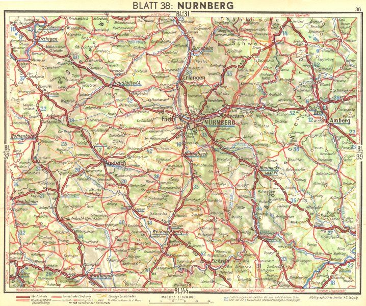 GERMANY. Nuremburg(Nurnberg) 1936 old vintage map plan chart