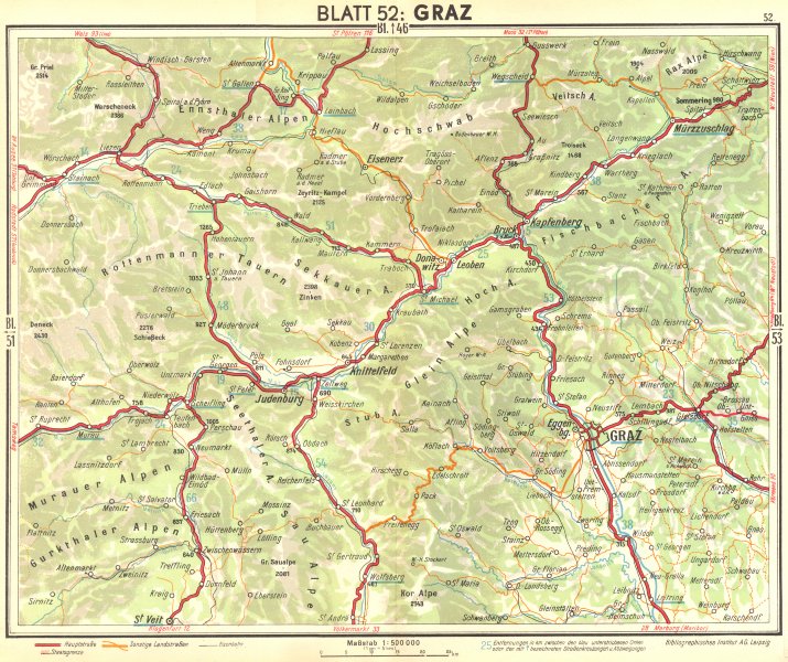 AUSTRIA. Graz 1936 old vintage map plan chart