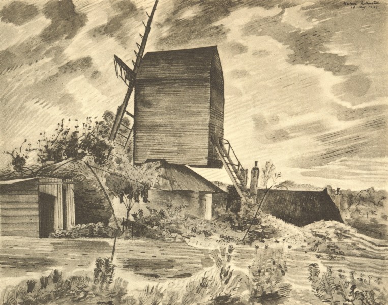 Associate Product FINCHINGFIELD. Post Mill. Essex. By Michael Rothenstein 1947 old vintage print