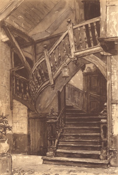 SALISBURY. Staircase, Queen Street. Wiltshire. By HS Merritt 1949 old print