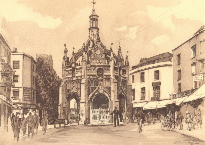 Associate Product CHICHESTER. Market Cross. Sussex. By Adrian Hill 1949 old vintage print