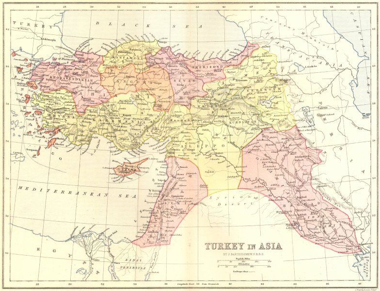 TURKEY. In Asia 1870 old antique vintage map plan chart