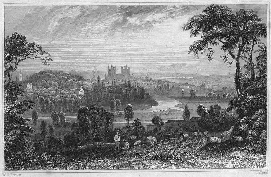 Associate Product DEVON. Exeter, from Exwick Hill 1829 old antique vintage print picture