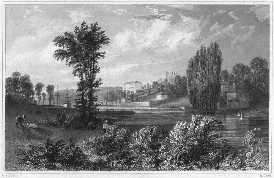 Associate Product DEVON. View on the river Exe, near Exeter 1829 old antique print picture