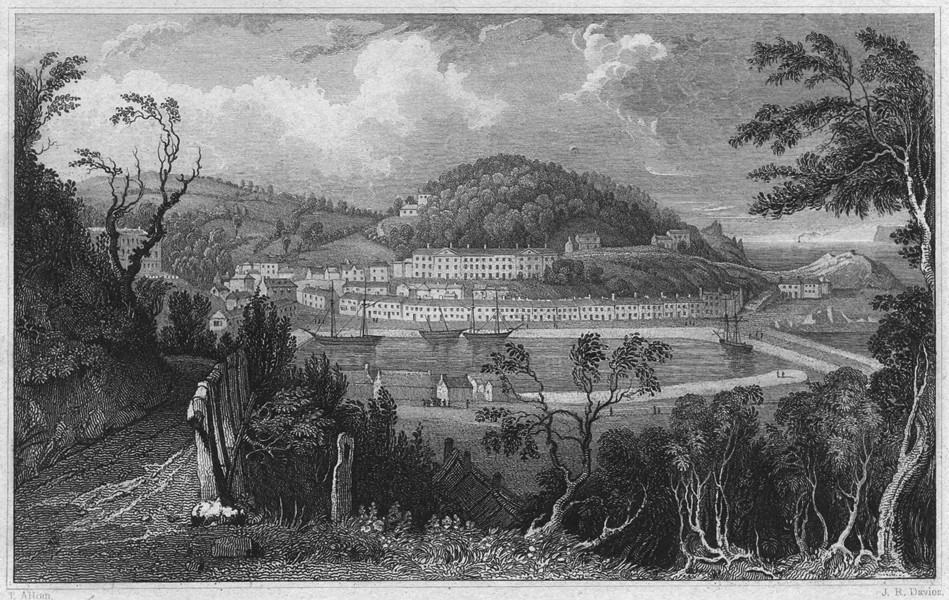 DEVON from the Ness 1829 old antique vintage print picture Teignmouth Bridge