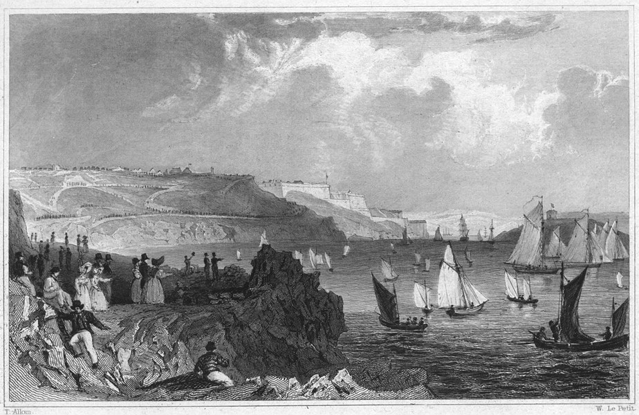 Associate Product DEVON. The Hoe & Citadel, Plymouth; the regatta starting 1829 old print