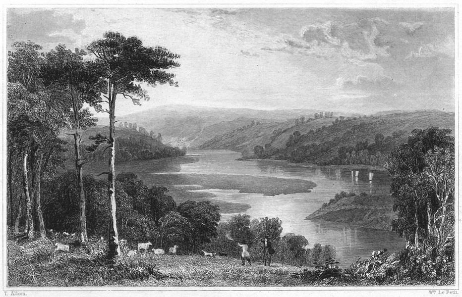 Associate Product DEVON. View on the river Dart, looking towards Totness 1829 old antique print