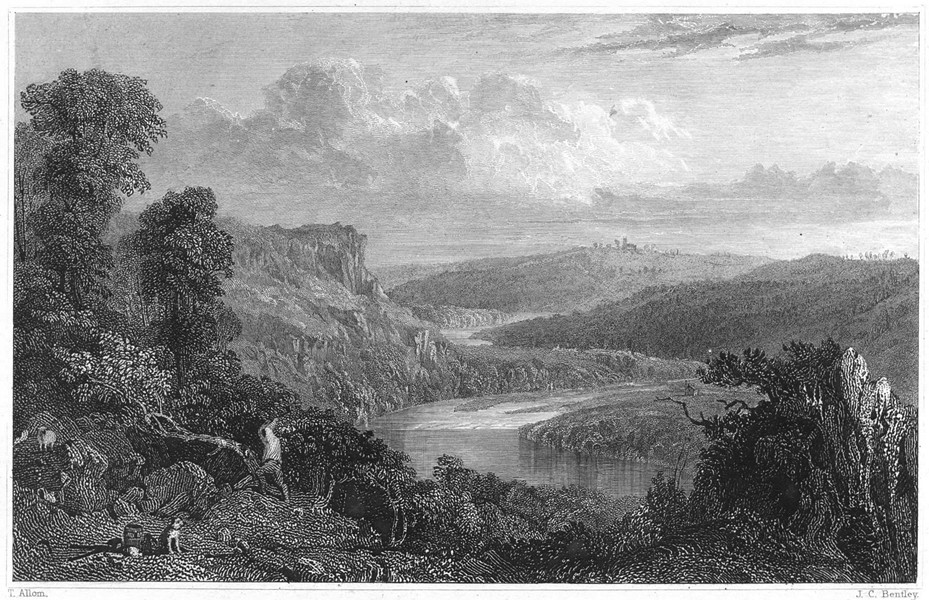 Associate Product DEVON. The river Tamar, from the Morwell Rocks 1829 old antique print picture
