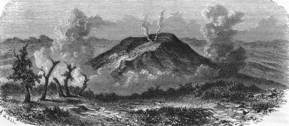 INDONESIA. Volcano in Java 1870 old antique vintage print picture