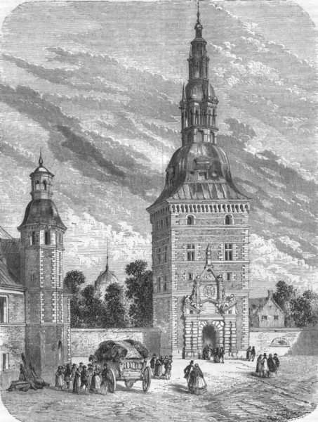 DENMARK. Tower, Castle of Frederiksborg 1871 old antique vintage print picture