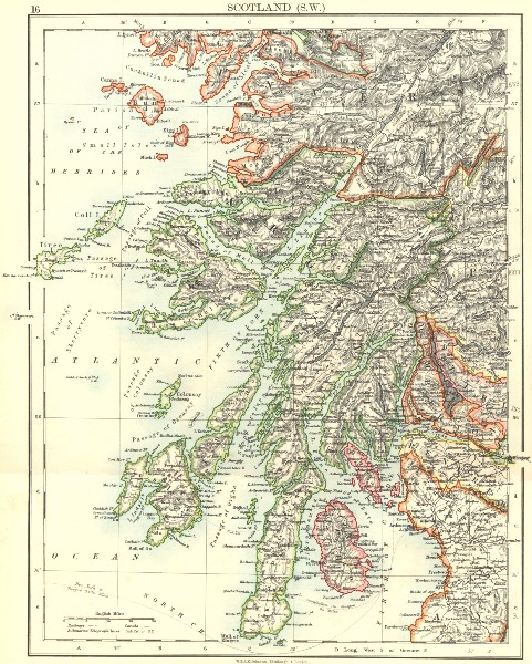 Associate Product ARGYLLSHIRE. South West Scotland. Bute Arran Dumbarton. JOHNSTON 1899 old map