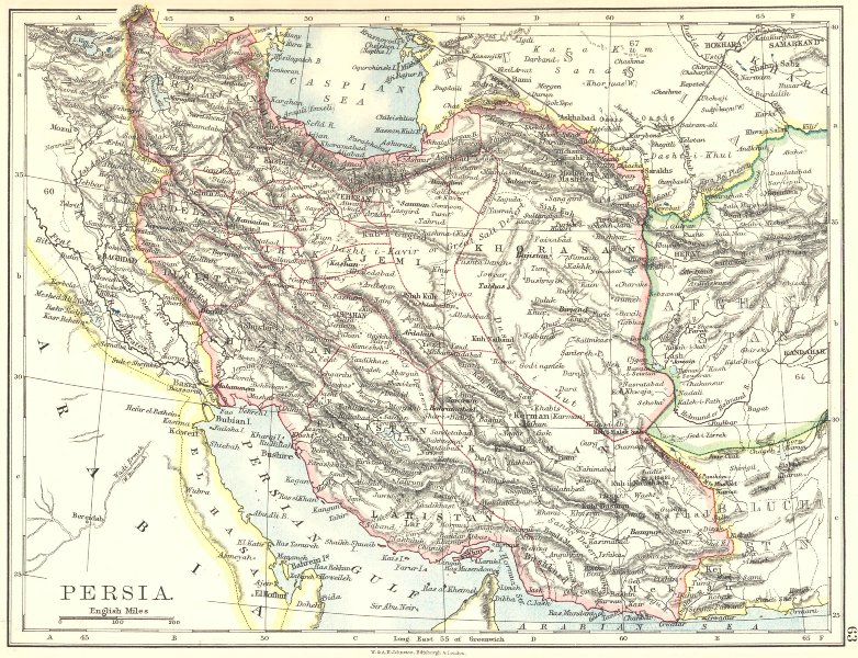 Associate Product PERSIA. Showing provinces. Iran. Persian Gulf. Bushire. JOHNSTON 1899 old map