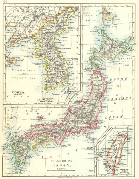 Associate Product COREA JAPAN FORMOSA. Korea Taiwan. Hachijo "penal settlement".JOHNSTON 1899 map