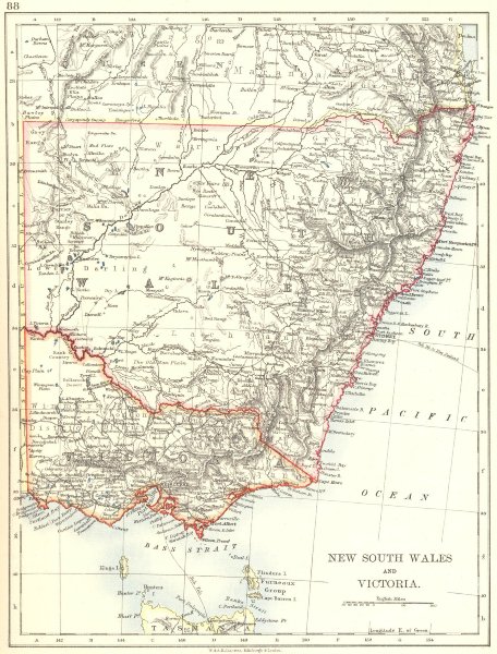 Associate Product NEW SOUTH WALES & VICTORIA. Shows railways telegraph cables. Australia 1899 map