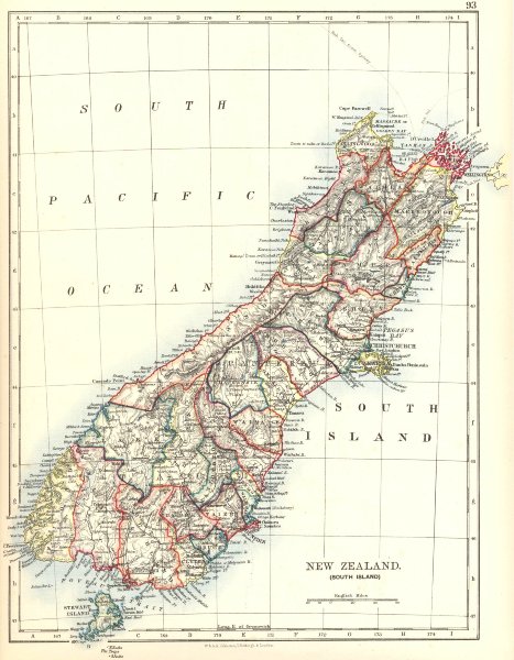Associate Product SOUTH ISLAND NEW ZEALAND. Showing counties. Telegraph cables. JOHNSTON 1899 map
