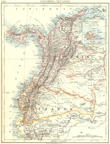 Associate Product ANDEAN STATES. Colombia Ecuador Panama. States. South America.JOHNSTON 1899 map