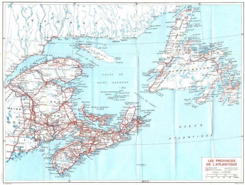 Associate Product CANADA. Cotes Terre-Neuve. Provinces Atlantique 1967 old map chart