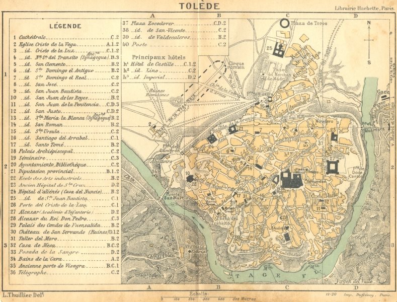 Associate Product SPAIN. Toledo(Tolede) 1921 old vintage map plan chart