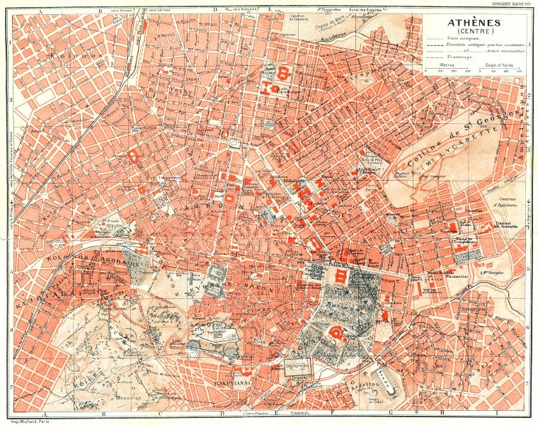 ATHENS vintage town city plan. Athènes. Greece 1956 old vintage map chart