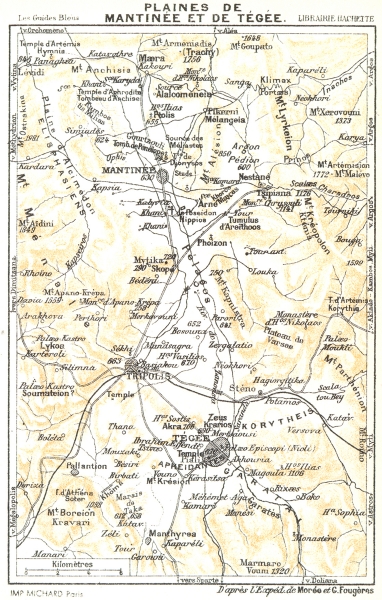 GREECE. Plaines de Mantinée & Tégée. Mantineia Mantinea Tegea 1956 old map