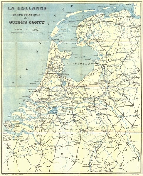 NETHERLANDS. Carte Pratique Hollande 1909 old antique vintage map plan chart