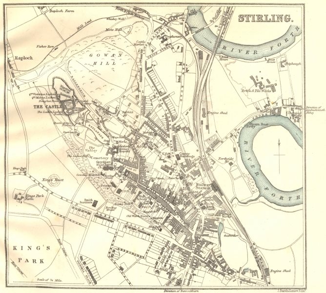 Associate Product SCOTLAND. Stirling town plan 1887 old antique vintage map chart
