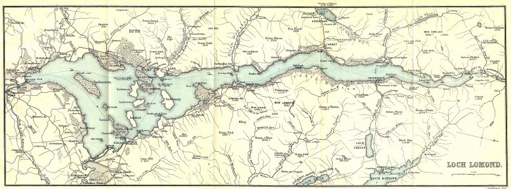 SCOTLAND. Loch Lomond  1887 old antique vintage map plan chart
