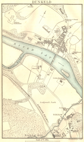 Associate Product SCOTLAND. Dunkeld town plan. Birnam 1887 old antique vintage map chart