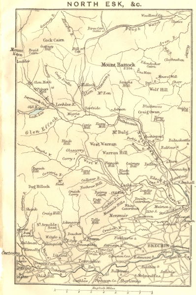 Associate Product SCOTLAND. North Esk 1887 old antique vintage map plan chart