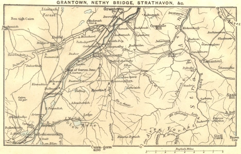 Associate Product SCOTLAND. Grantown, Nethy bridge, Strathavon 1887 old antique map plan chart