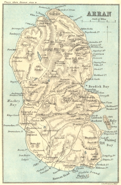 SCOTLAND. The isle of Arran 1887 old antique vintage map plan chart