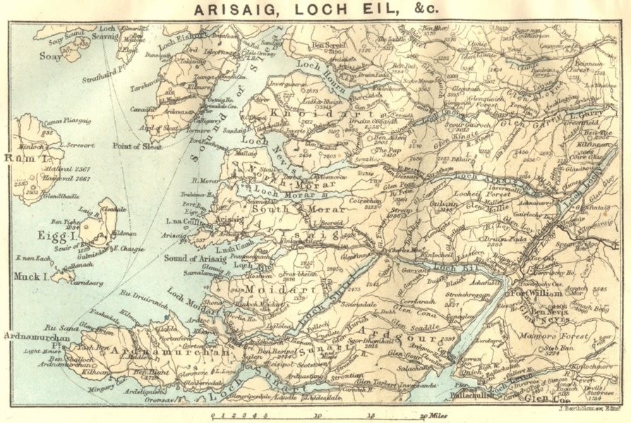 Associate Product SCOTLAND. Arisaig, Loch Eil 1887 old antique vintage map plan chart