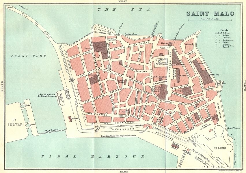 ILLE-VILAINE. St Malo 1923 old vintage map plan chart