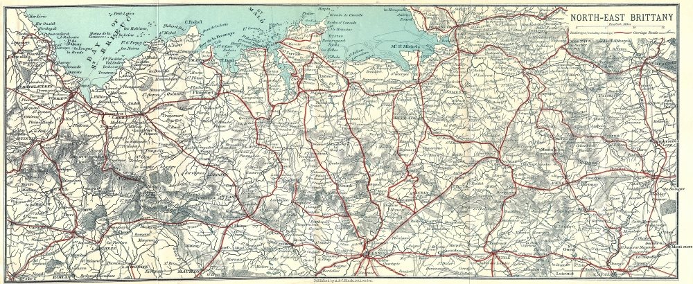 Associate Product BRITTANY. Lamballe to Avranches. North-east 1923 old vintage map plan chart