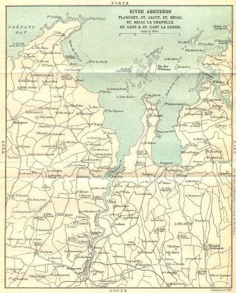 Associate Product River Arguenon. Plancoet St. Jacut/Briac La Chapelle/Cast la Garde 1914 map