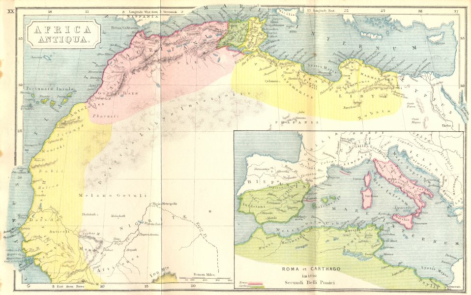 Associate Product AFRICA. Antiqua; Rome Carthage, start Punic War 1908 old antique map chart