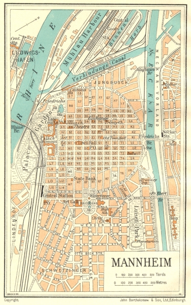 GERMANY. Mannheim 1931 old vintage map plan chart