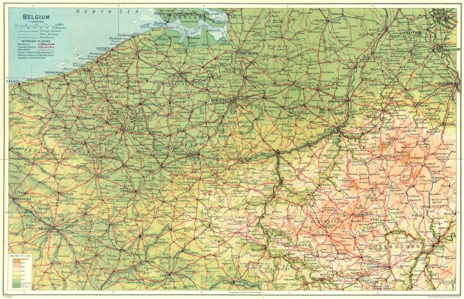 BELGIUM. Country map 1924 old vintage plan chart