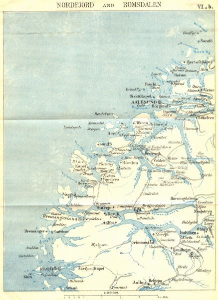 NORWAY. Nordfjord & Romsdalen. Alesund. Floro 1896 old antique map plan chart